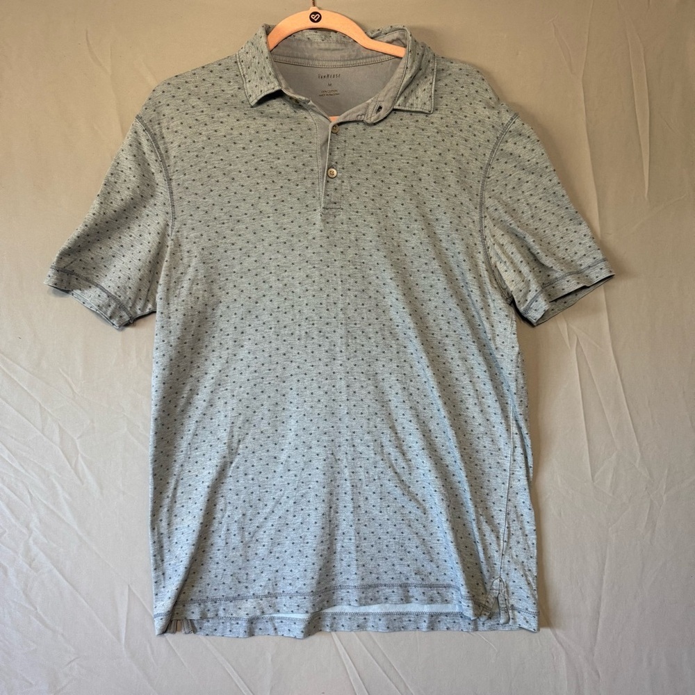 Van Heuse Mens Light Blue Polo Shirt Size Medium Casual Work Office